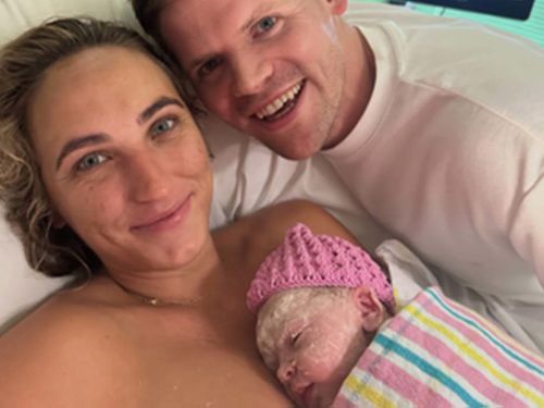 A new mum in Brisbane has described giving birth during ex tropical Cyclone AlfredAnnie Coburn went into labour on Friday night, and husband Harrison rushed her to the city's Mater Hospital.
Annie had a 13 hour labour in the middle of the cyclone before baby Winnie ﻿was born at 12.36pm on Saturday.