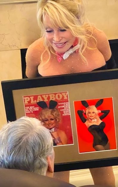 Dolly Parton re-created her Playboy Bunny magazine cover for husband.