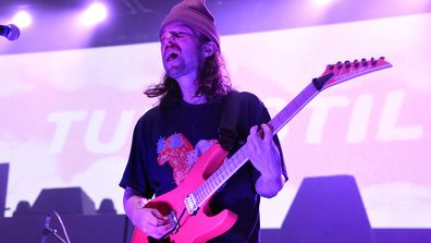 Brady Ebert of Turnstile performs at Heart Health Park on November 12, 2021 in Sacramento, California