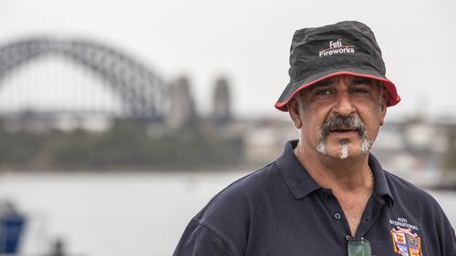 Fortunato Foti, Director of Foti International Fireworks speaks at the media event for the 2021 NYE fireworks display at Glebe Island in Sydney, on Wednesday, December 29, 2021. Photo by Cole Bennetts.