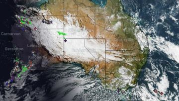 Cloud from the low was picked up by a cold front and carried all the way across the Great Australian Bight to eastern Australia. It can be seen sitting over the alpine areas, where it delivered heavy snow.
