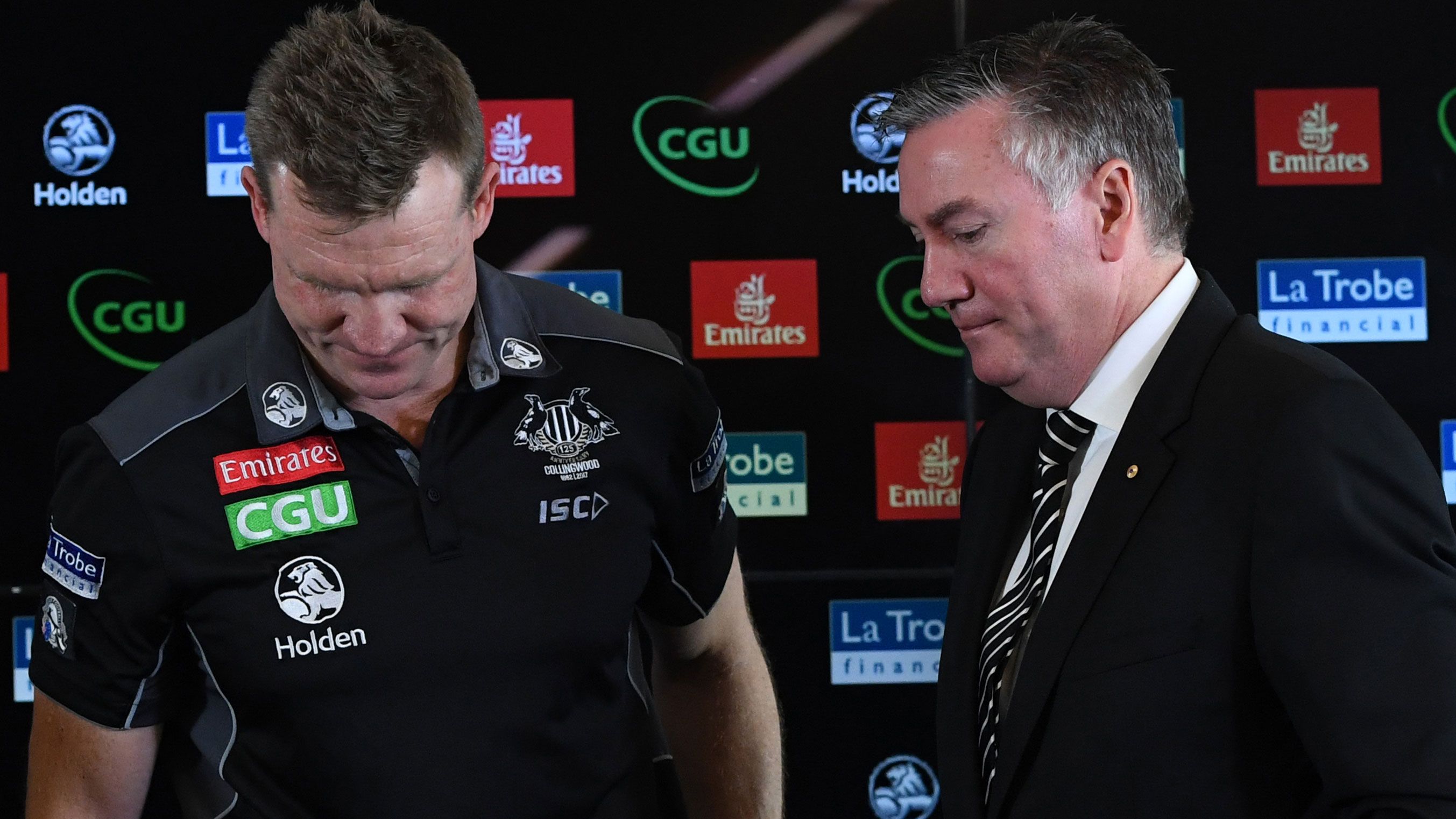 Collingwood coach Nathan Buckley and president Eddie McGuire.