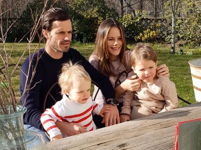 Prince Carl Philip and Princess Sofia of Sweden with their two sons.