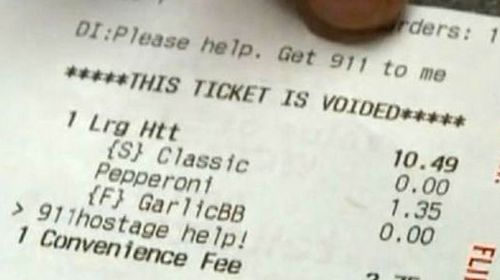 Hostage hides plea for help in online pizza order