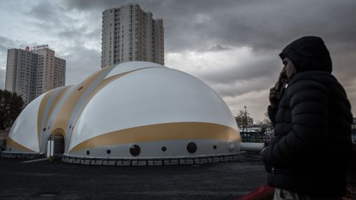 The inflatable Paris processing centre. (AFP)