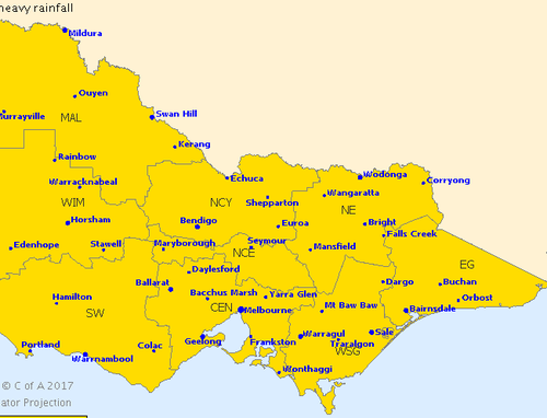 Most of Victoria is under a weather warning ahead of heavy rainfall this weekend. (BoM)