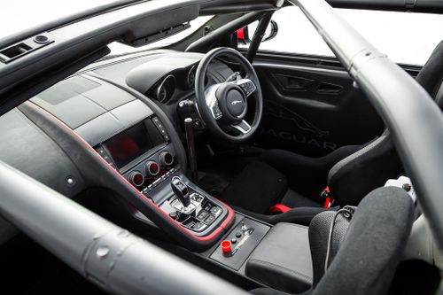 The interior looks standard, but is equipped for intentional racing.