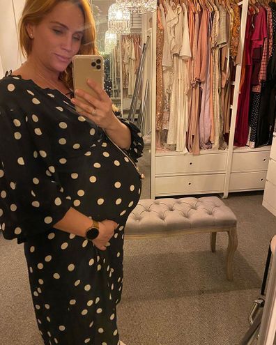Jules shows off her baby bump, with the baby due very soon.