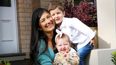 Carolina Giraldo with her two kids