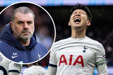 Son Heung-min and Ange Postecoglou inset.