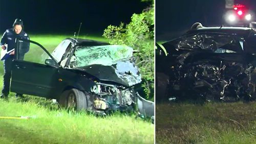 A car and a ute collided head-on in Sunbury. (9NEWS)