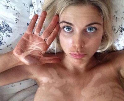 Made In Chelsea's Ashley James shows why it's important to shower after a spray tan
