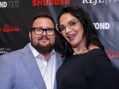Actor Chaz Bono (L) and Shara Blue Mathes attend the Beyond Fest Los Angeles Premiere of "Little Bites" at the Aero Theatre on October 03, 2024 in Santa Monica, California.