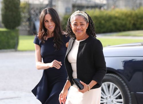 Meghan Markle was glowing as she walked alongside mother, Doria. (AAP)