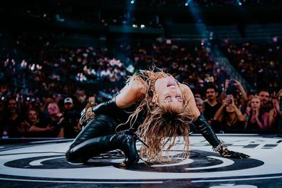 Miley Cyrus performing at the iHeart Festival 2019 in Las Vegas. 