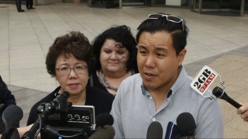 Selina Cheng and son Alpha speak after Alou is sentenced to up to 44 years in jail. (AAP)