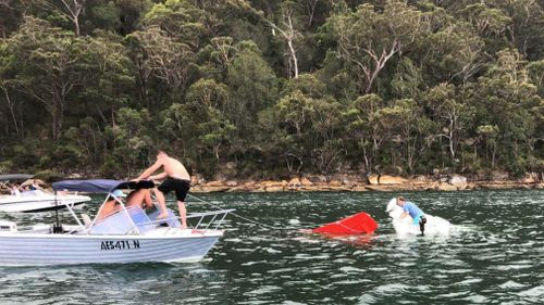 An attempt was made to try to tow the crashed plane to shore. (Supplied)