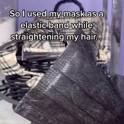 Woman left in tears after melting face mask into her hair