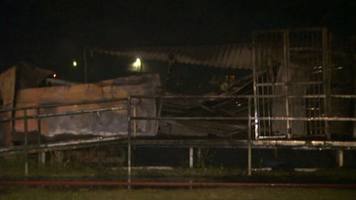 An old demountable was completely destroyed in a fire overnight. (9NEWS)