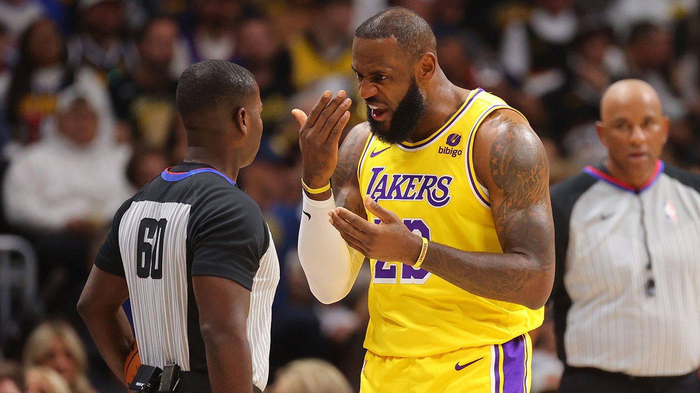 LeBron James pulls up to the Lakers vs Nuggets season-opener with