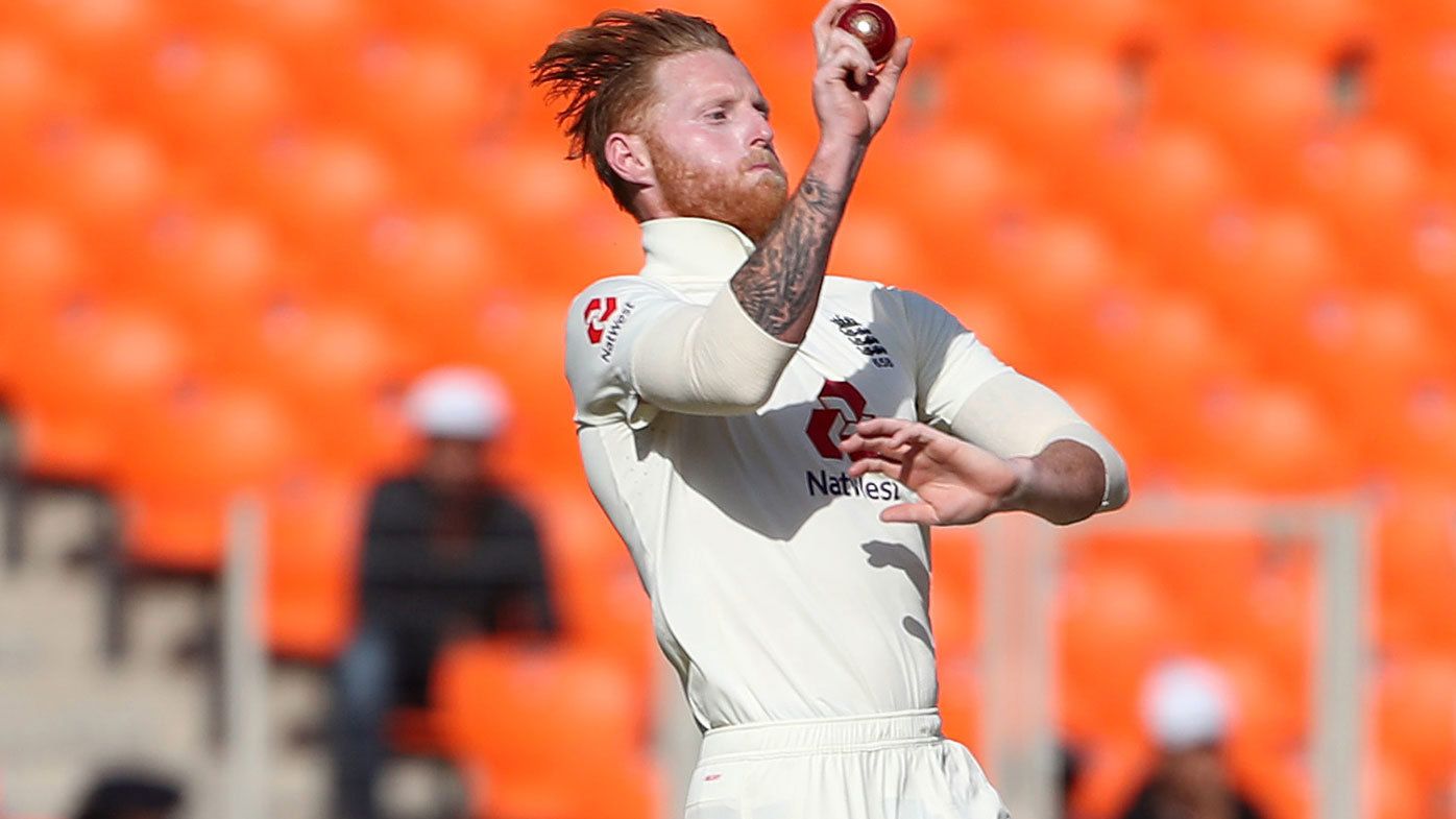 Ben Stokes bowls during the fourth Test Match between India and England in Ahmedabad.