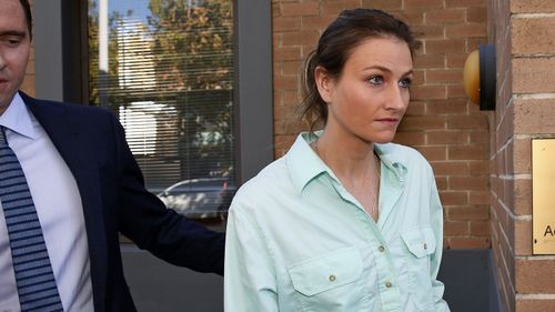 Harriet Wran departs the Wyong Court in Wyong, Wednesday, April 3, 2019.