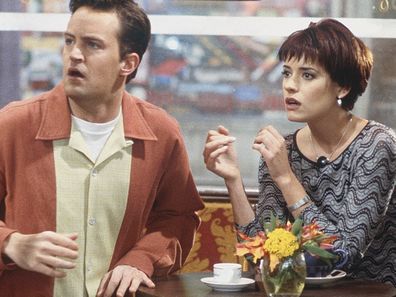 Paget Brewster as Kathy and Matthew Perry as Chandler in Friends