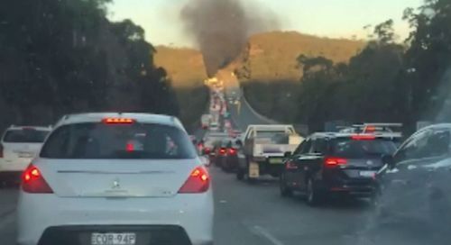 Traffic was banked up to 5km. Image: 9News