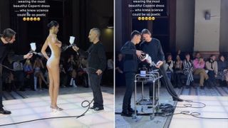 How Bella Hadid's Spray-on Dress Was Made