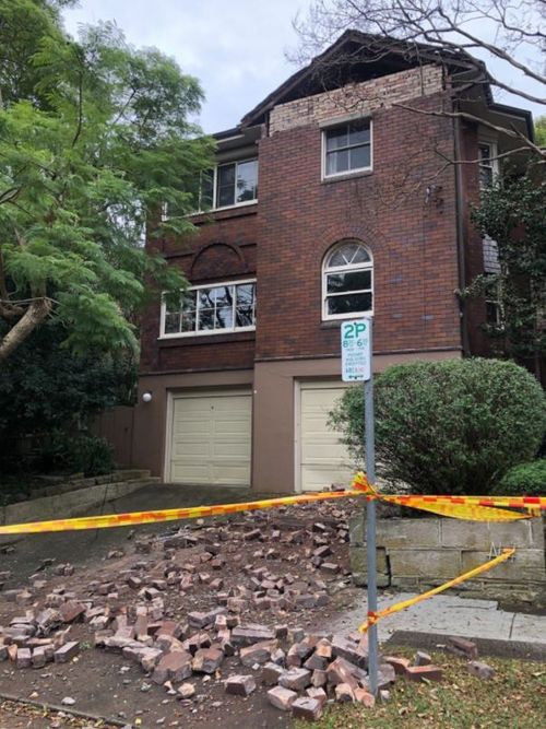 Partial building collapse Harriott Street Waverton, Sydney.