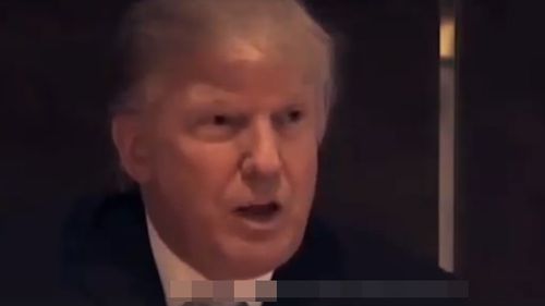 An official Islamic State propaganda video being shared on Facebook, showing US President Donald Trump talking about Libya. 