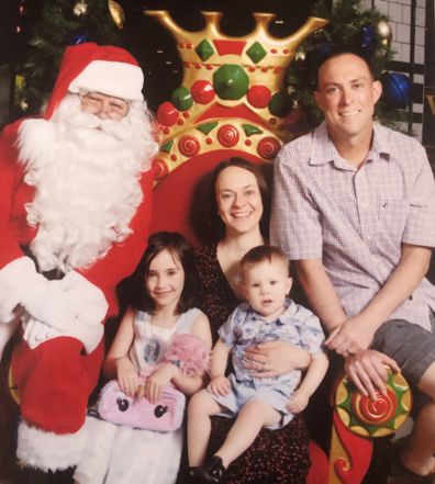 Cath Rushbrooke with Paul and their children before he passed.