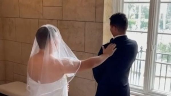 Oklahoma groom turns around to unexpected sight during prank