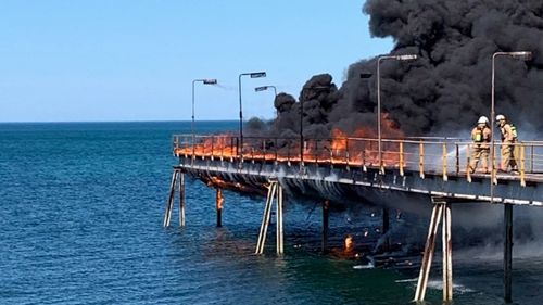 A jetty caught fire in Adelaide.