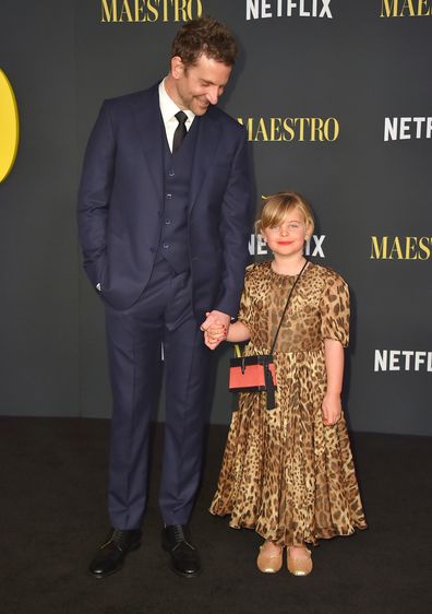 Bradley Cooper, left, and his daughter Lea De Seine Shayk Cooper arrive at a special screening of "Maestro" on Tuesday, December 12, 2023, at the Academy Museum of Motion Pictures in Los Angeles.  