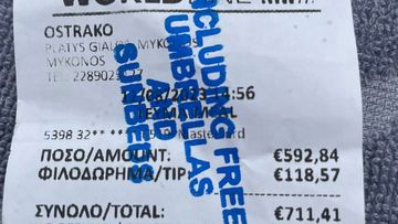 An infamous restaurant on the Greek island of Mykonos is back in the news after a group of enraged tourists posted a photo of their bill on Tripadvisor.The Italians said that an order of &quot;3 orange juices, one Aperol Sprotz (sic) and ... a medium portion of squids and shrimps&quot; at DK Oyster came to just over $1200 (€711.41).
