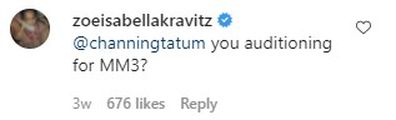 Channing Tatum and Zoë Kravitz exchange flirty Instagram messages.