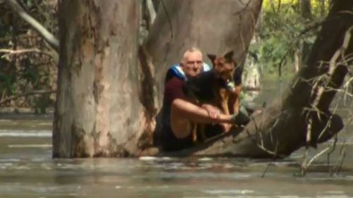 The man and his dog were paddle boarding when they became trapped. (9NEWS)