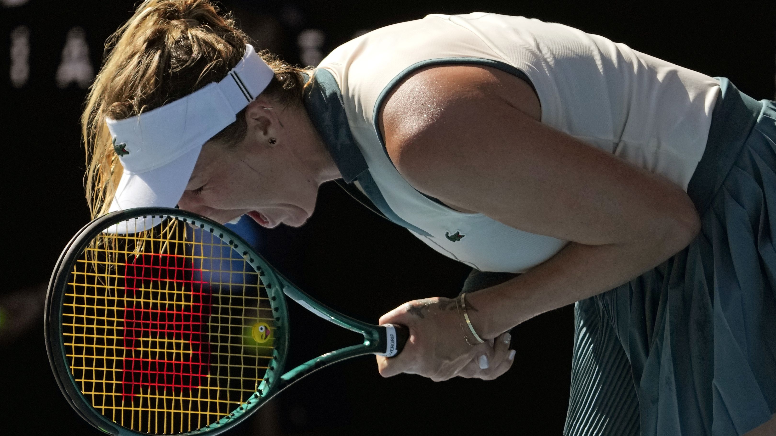 Anastasia Pavlyuchenkova of Russia reacts.