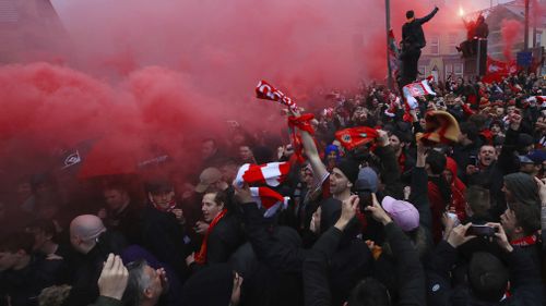 Merseyside Police confirmed nine men were arrested over the brawl, with two of those men taken into custody on suspicion of attempted murder. Picture: AAP.