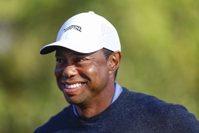 Tiger Woods of the United States looks on from the first tee during the PNC Championship at Ritz-Carlton Golf Club on December 20, 2024 in Orlando, Florida. (Photo by Douglas P. DeFelice/Getty Images)