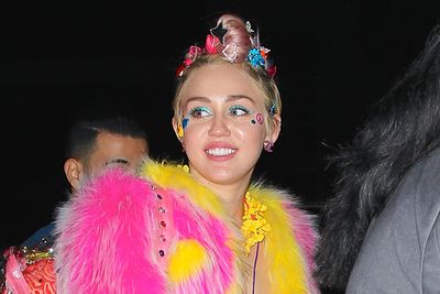 It's her birthday, and she'll wear pink - and every other colour of the rainbow - if she wants to.<br/><br/>Miley Cyrus celebrated turning 22 on 23 November in predictably colourful and outlandish style. Her boyfriend Patrick Swarzenegger was there, looking every bit the third wheel as he rolled in behind Miley and her younger brother Braison, 20. <br/><br/>As long as the birthday girl had fun, right? Judging from the photos, she seemed to be having a blast, even if Patrick didn't.