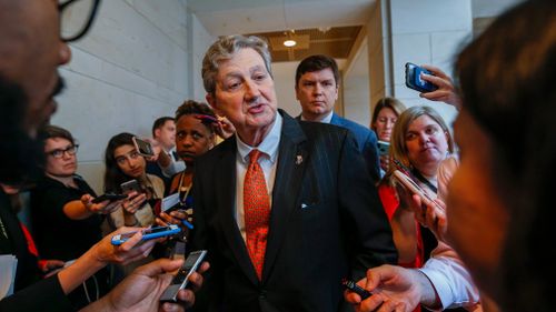 publican Senator from Louisiana John Kennedy arrives to view documents in the Senate Sensitive Compartmented Information Facility in Washington.