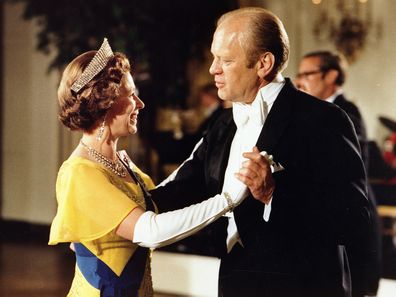 Gerald Ford (1913-2006) 38th President of the United States 1974-1977, dancing with Queen Elizabeth II 