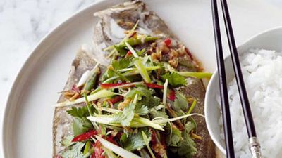 Steamed flounder with shallot and chilli dressing