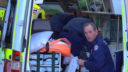 The father was flown to the Royal North Shore Hospital in a serious condition and the child taken by road with minor injuries. Picture: 9NEWS.