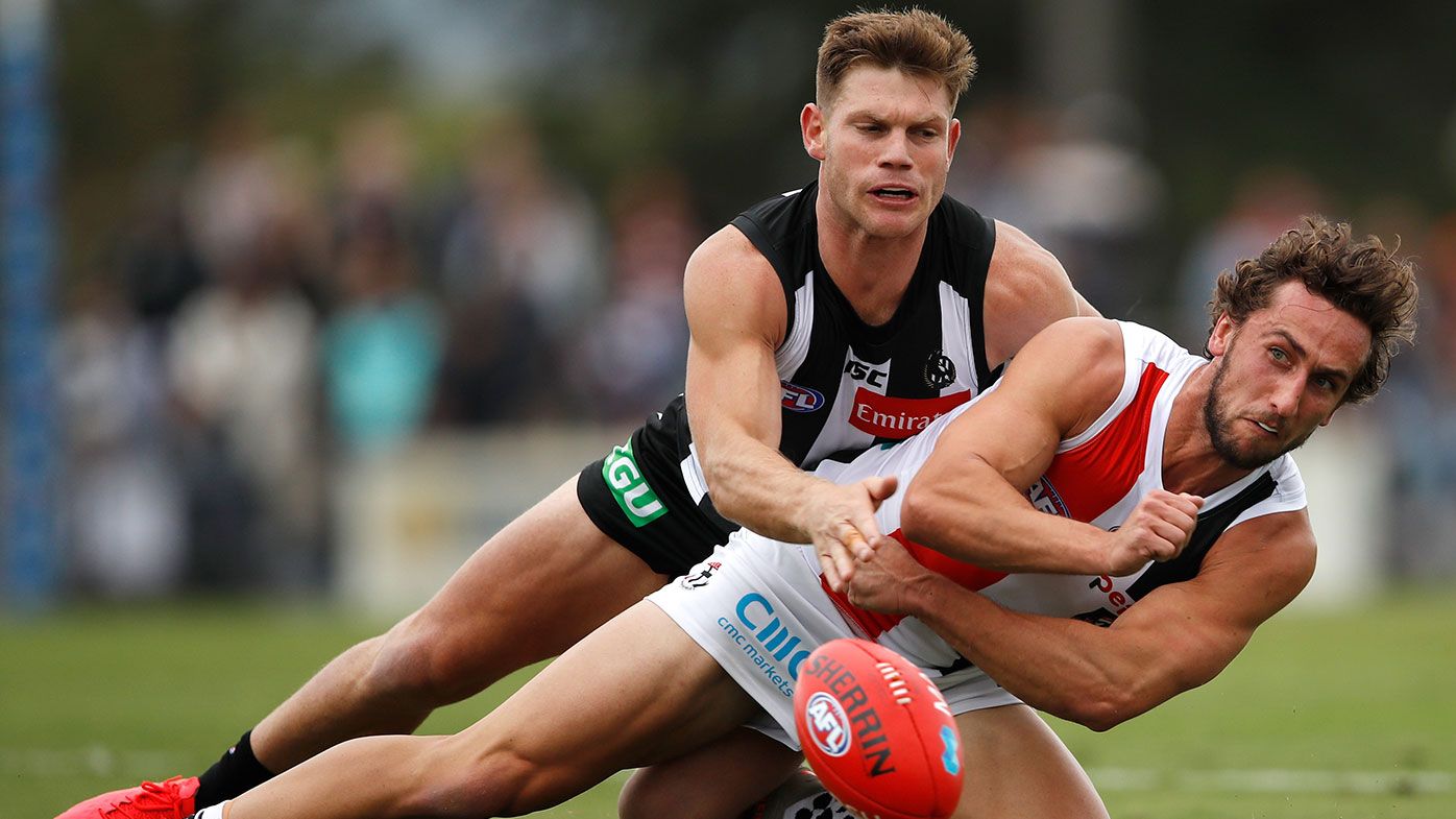 Collingwood's Taylor Adams goes down with groin injury in loss to St Kilda 