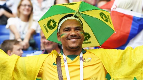 Aussie fans sang their hearts out in support of the Socceroos. Picture: AAP