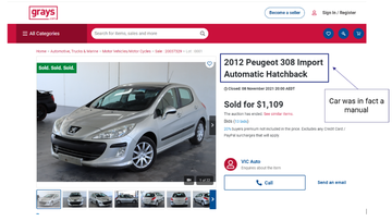 O﻿nline auction company Grays has been fined $10 million by the ACCC for posting false and misleading car ads