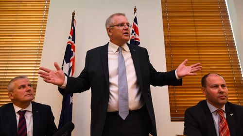 .Scott Morrison addresses the Coalition party room